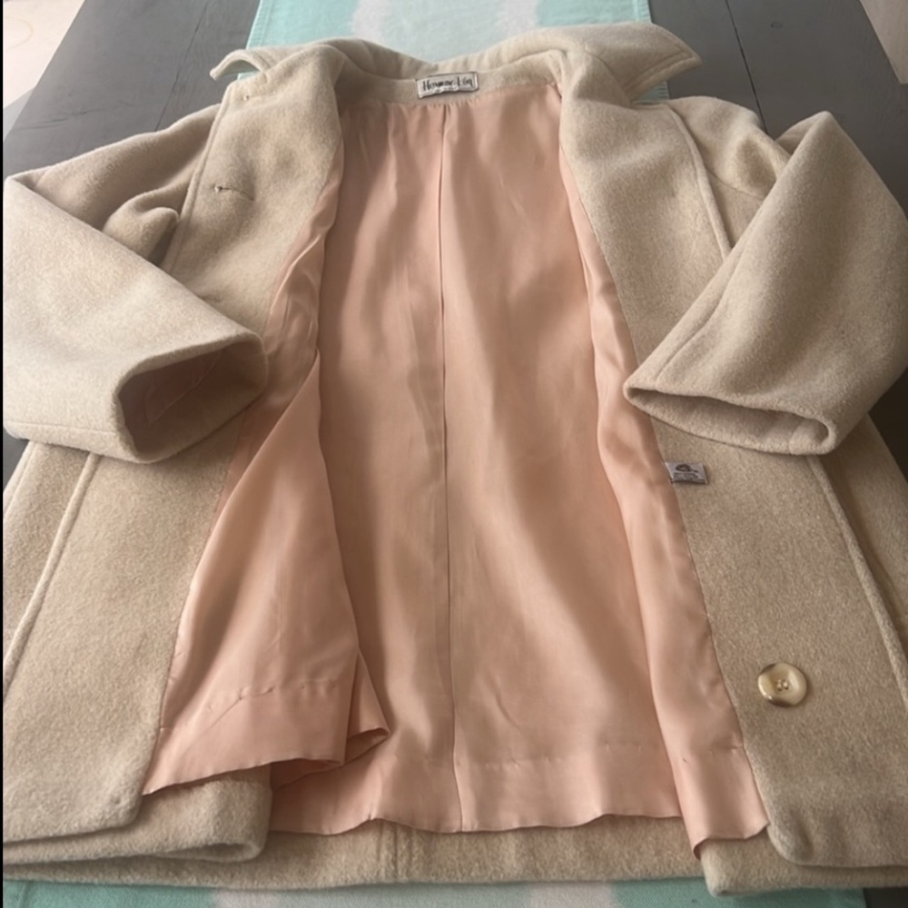 Vintage Herman Kay Cream Wool Blend Coat – Classic Button Front – Made in USA - Picture 6 of 14